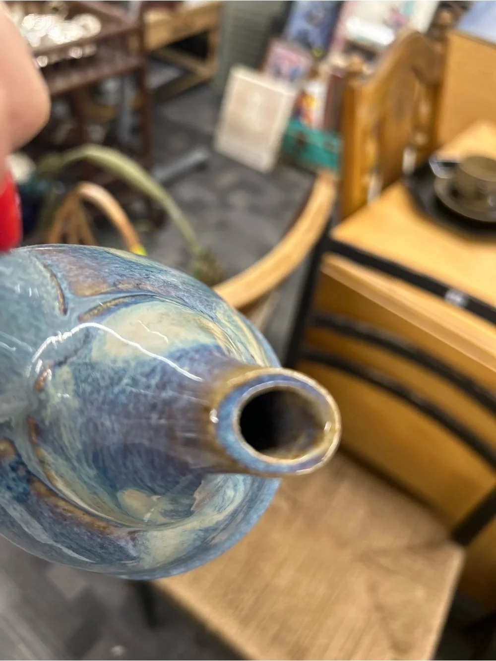 Art pottery Handcrafted Blue Ceramic Teapot - Elegant Glazed Home Art